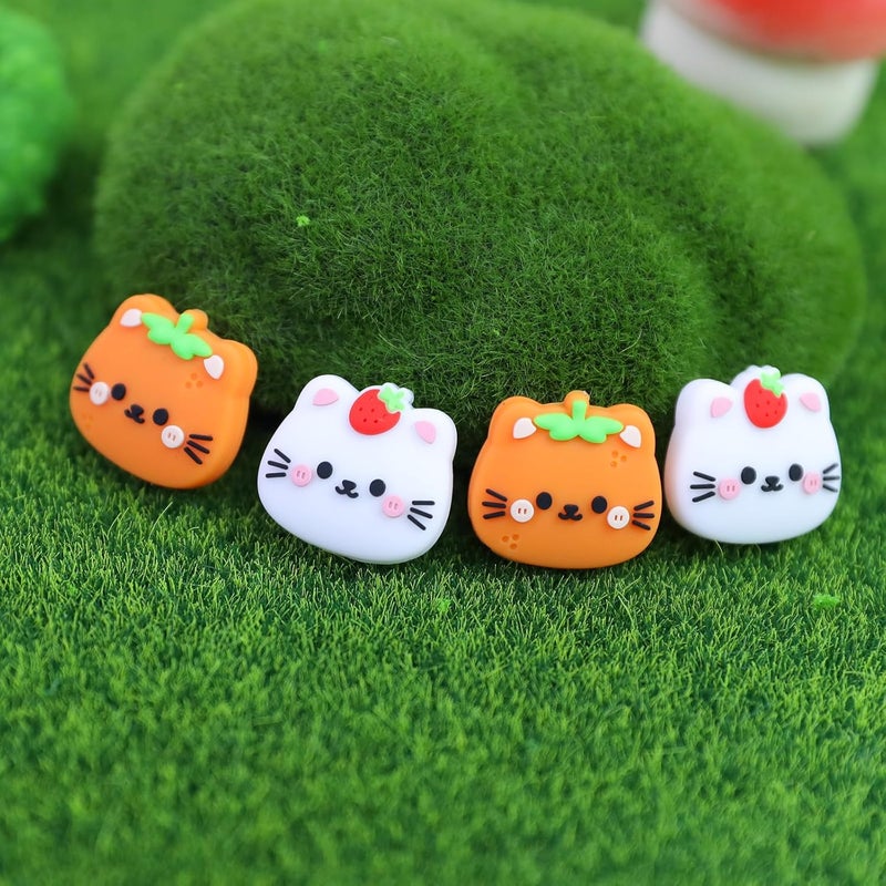 FlyingMage Switch Joycon Thumb Grips Caps, 4 PCS Cute Kawaii 3D Silicone Analog Thumbstick Button Cover Compatible with Nintendo Switch Lite/OLED Joystick Caps (Orange+White Cat) - Image 5